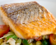Food - Grilled Salmon on Mixed Greens